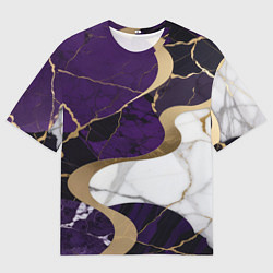 Мужская футболка оверсайз Фиолетовый с белым и золотым
