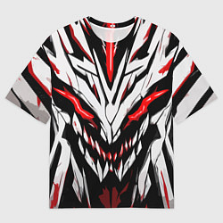 Мужская футболка оверсайз Красное абстрактное лицо монстра