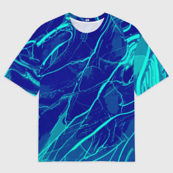 Мужская футболка оверсайз Яркий сине-голубой абстрактная текстура