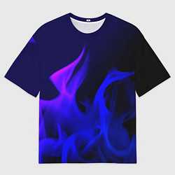 Мужская футболка оверсайз Неоновый огонь текстура