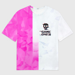 Мужская футболка оверсайз Game over pink abstraction