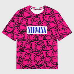 Мужская футболка оверсайз Nirvana pink logo