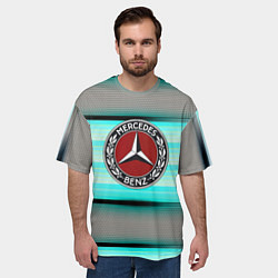Футболка оверсайз мужская Mercedes benz текстура карбон, цвет: 3D-принт — фото 2
