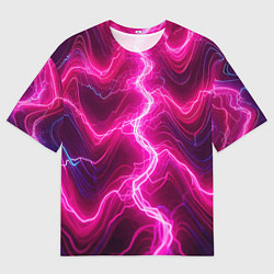 Футболка оверсайз мужская Pink lightnings - ai art fantasy, цвет: 3D-принт