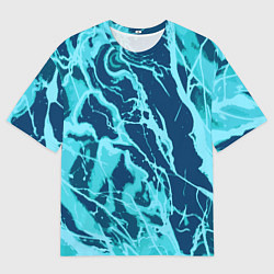 Мужская футболка оверсайз Морской сине-голубой абстракция