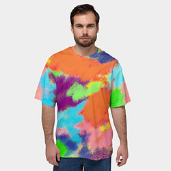 Футболка оверсайз мужская Яркие пятна мелками - текстура, цвет: 3D-принт — фото 2