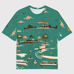 Мужская футболка оверсайз Осенний городской парк