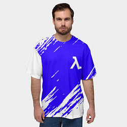 Футболка оверсайз мужская Half life белые краски, цвет: 3D-принт — фото 2