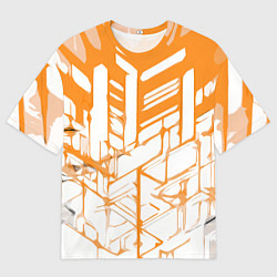 Мужская футболка оверсайз Агрессивные оранжевые полосы на белом фоне