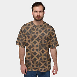 Футболка оверсайз мужская Геометрический узор коричневый, цвет: 3D-принт — фото 2