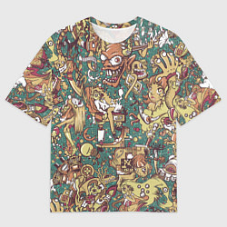 Футболка оверсайз мужская Монстры и девушки, цвет: 3D-принт