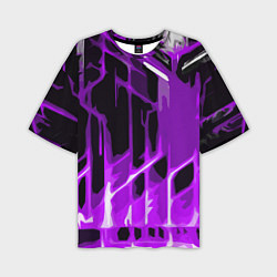 Футболка оверсайз мужская Abstract purple stripes on a black background, цвет: 3D-принт