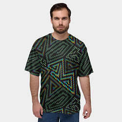 Футболка оверсайз мужская Геометрический неоновый лабиринт, цвет: 3D-принт — фото 2
