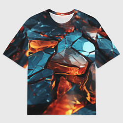 Мужская футболка оверсайз Разломленные камни с янтарным свечением
