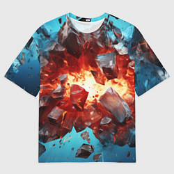 Мужская футболка оверсайз Обломки абстрактных камней от взрыва