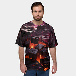 Футболка оверсайз мужская Черные абстрактные квадратные камни в лаве, цвет: 3D-принт — фото 2