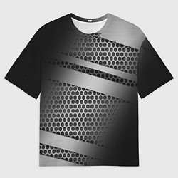Мужская футболка оверсайз Карбоновая текстура хром