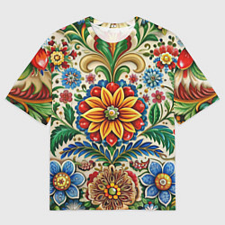 Мужская футболка оверсайз Русские классические узоры и орнамент