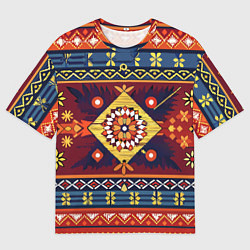 Мужская футболка оверсайз Стиль советского ковра узоры и орнамент