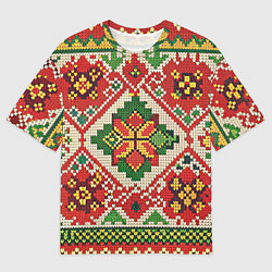 Мужская футболка оверсайз Классические русские узоры и орнамент