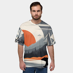 Футболка оверсайз мужская Горы медведь геометрия, цвет: 3D-принт — фото 2
