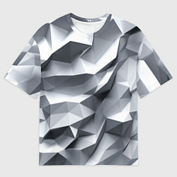 Мужская футболка оверсайз Белая геометрия с искажением
