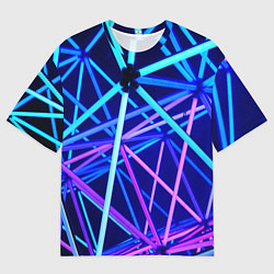 Мужская футболка оверсайз Неоновая текстура геометрия