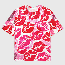 Футболка оверсайз мужская Девчачьи отпечатки красных губ - подарок любви, цвет: 3D-принт