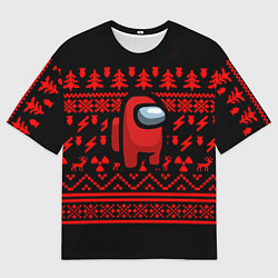 Футболка оверсайз мужская Among us ядерный новогодний, цвет: 3D-принт