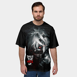 Футболка оверсайз мужская Кен Канеки - Заткнись к чёрту, цвет: 3D-принт — фото 2