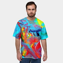 Футболка оверсайз мужская Абстрактные краски неон, цвет: 3D-принт — фото 2