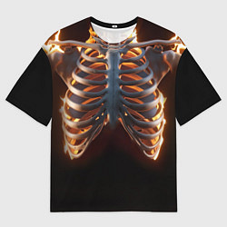 Мужская футболка оверсайз Скелет человека в огне