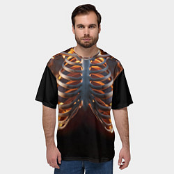 Футболка оверсайз мужская Скелет человека в огне, цвет: 3D-принт — фото 2