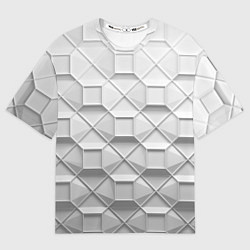 Мужская футболка оверсайз Бело серая геометрия