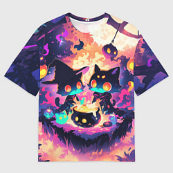 Мужская футболка оверсайз 2 котика ведьмы