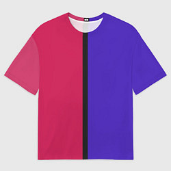 Мужская футболка оверсайз Полосы фуксия, фиолетовый и черный