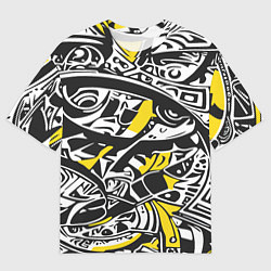 Мужская футболка оверсайз Черно-желтый орнамент