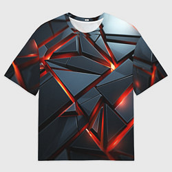 Мужская футболка оверсайз Геометрические плиты со светом