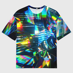 Мужская футболка оверсайз Глитч эффект на стекле
