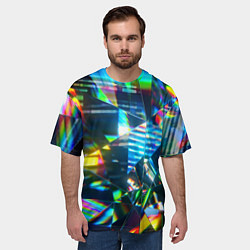 Футболка оверсайз мужская Глитч эффект на стекле, цвет: 3D-принт — фото 2