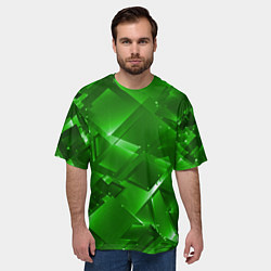 Футболка оверсайз мужская Прозрачная изумрудная геометрия, цвет: 3D-принт — фото 2