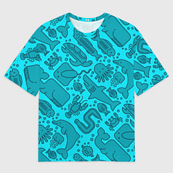 Мужская футболка оверсайз Мультяшные морские обитатели
