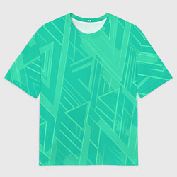 Мужская футболка оверсайз Мятный зелёный однотонный геометричный