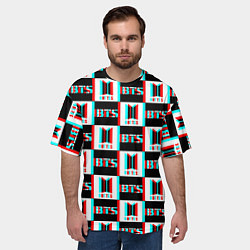 Футболка оверсайз мужская BTS glitch pattern, цвет: 3D-принт — фото 2