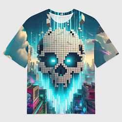 Мужская футболка оверсайз Minecraft skull - ai art fantasy