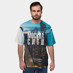 Футболка оверсайз мужская Москва сити деловой центр, цвет: 3D-принт — фото 2