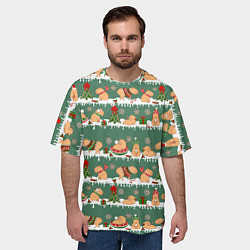 Футболка оверсайз мужская Много капибар на Новый год и Рождество, цвет: 3D-принт — фото 2