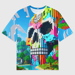 Футболка оверсайз мужская Minecraft skull - ai art fantasy, цвет: 3D-принт