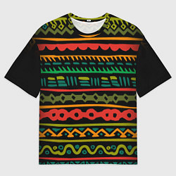 Футболка оверсайз мужская Ethnic ornament on black, цвет: 3D-принт