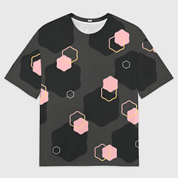 Мужская футболка оверсайз Геометрия на темном фоне